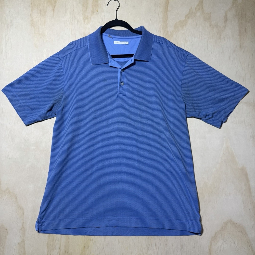 Cutter & Buck Mens XL Blue Stripe Performance Golf‎ Polo Shirt Short Sleeve